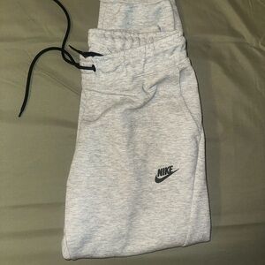 Nike Light Gray Kids Fleece Joggers with Black Logo